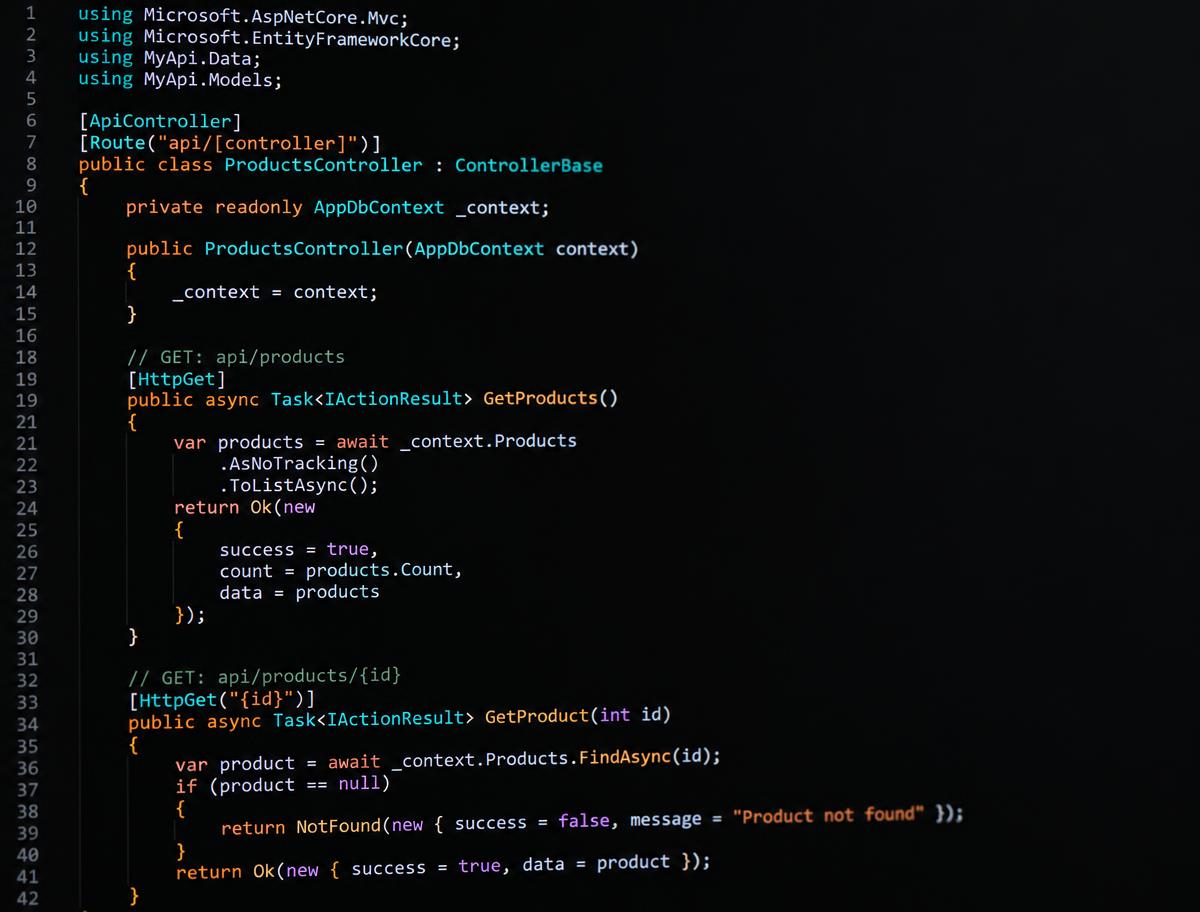 C# backend API code for a web service developed by TK Web Services